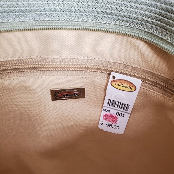Talbots NWT Purse Woven Tweed Basket Tote Shoulder Bag Braided Straps Green - Picture 6 of 8